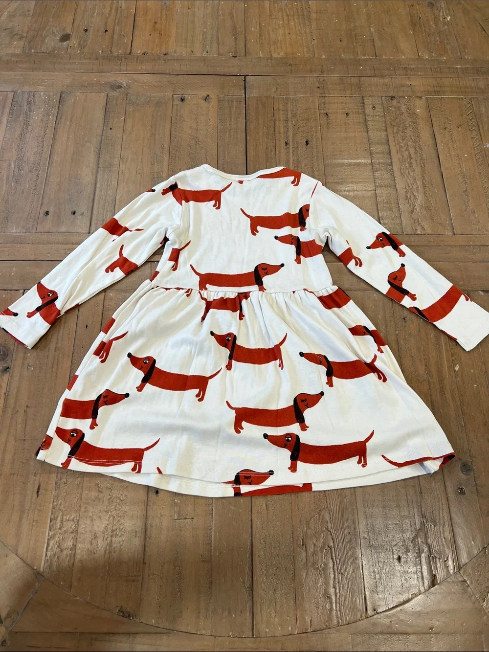 Mini rodini dachshund dog long sleeve cotton twirl dress 4-5 years